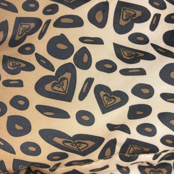 Roxy Hooded Jacket Women L Baby Blue Animal Print Lined Faux Fur Snow Ski Winter - Picture 10 of 14